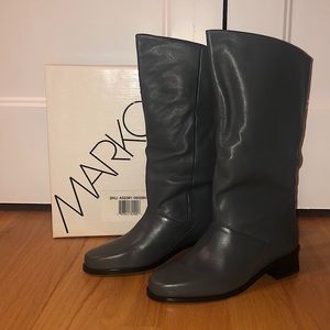 Markon Leather Round Toe Scrunch Boots